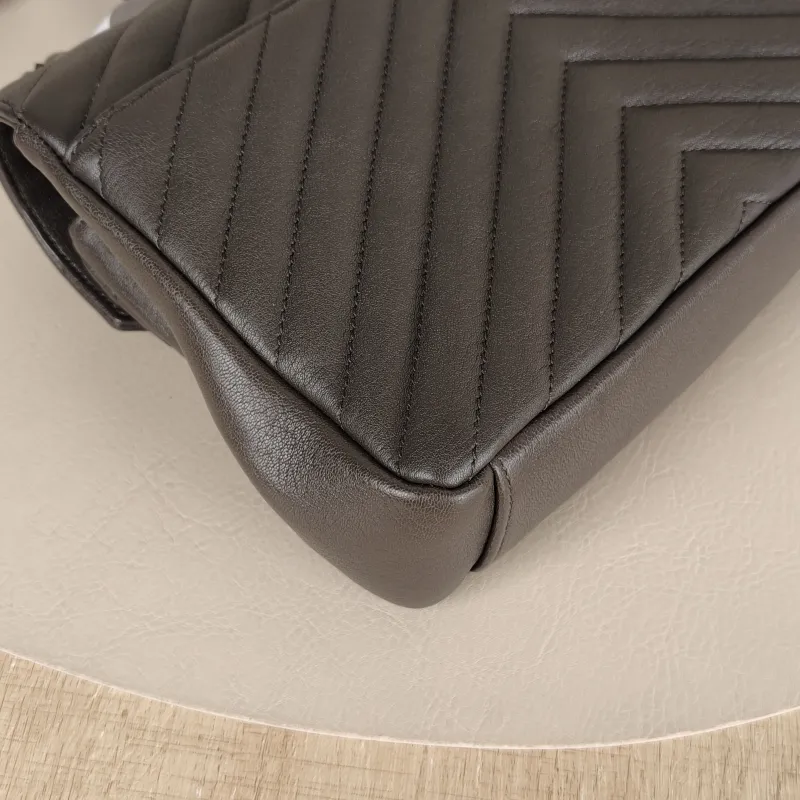 SAINT LAURENT Shoulder Bag COLLEGE Dark Grey Lambskin Medium 24 × 6.5 × 17 cm — detail view 11 of 13