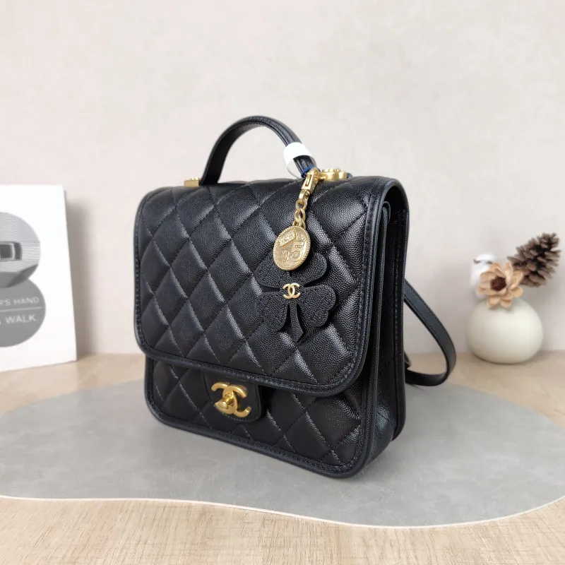 Chanel Backpack Backpack Black Grained Calfskin One Size 22 × 7 × 19.5 cm — cover view 3 of 5