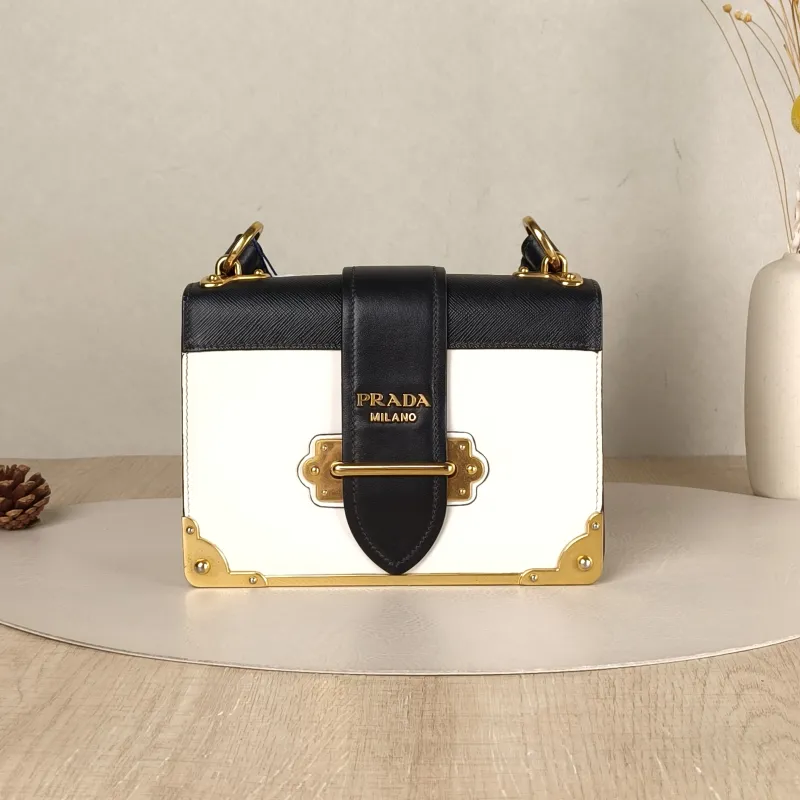 PRADA Shoulder Bag Cahier Box White Calfskin 20 × 9 × 14.5 cm
