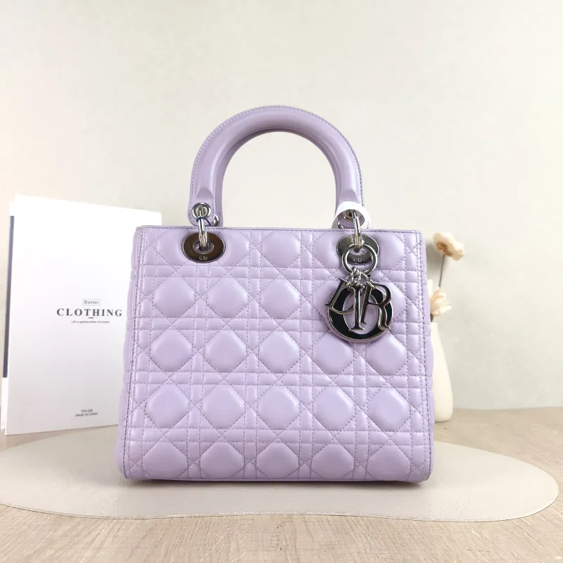 DIOR Top Handle Bag Lady Lady Dior Bag Calfskin Medium 24 × 12 × 21 cm
