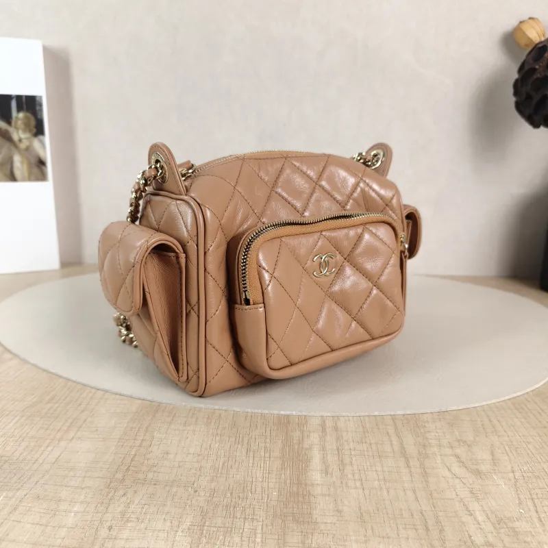Chanel Crossbody Bag Camera Bag Taupe Lambskin One Size 24 × 17 × 18 cm — cover view 3 of 6