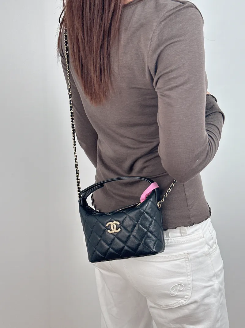 Chanel Crossbody Bag Crossbody Bag Black Grained Calfskin 16 × 6 × 13 cm — on-model view 1 of 2