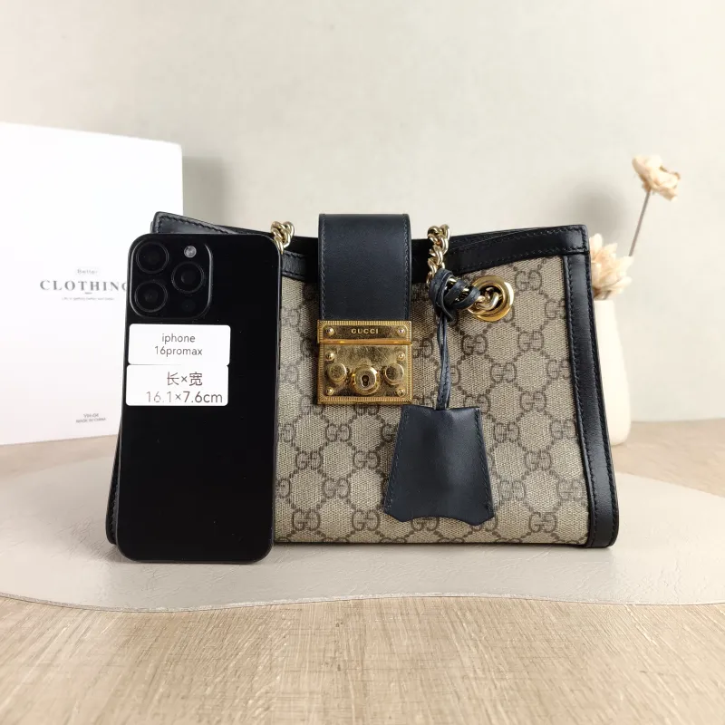 GUCCI Shoulder Bag Padlock Tote Black Monogram PVC Medium 26 × 10 × 18 cm — cover view 4 of 5