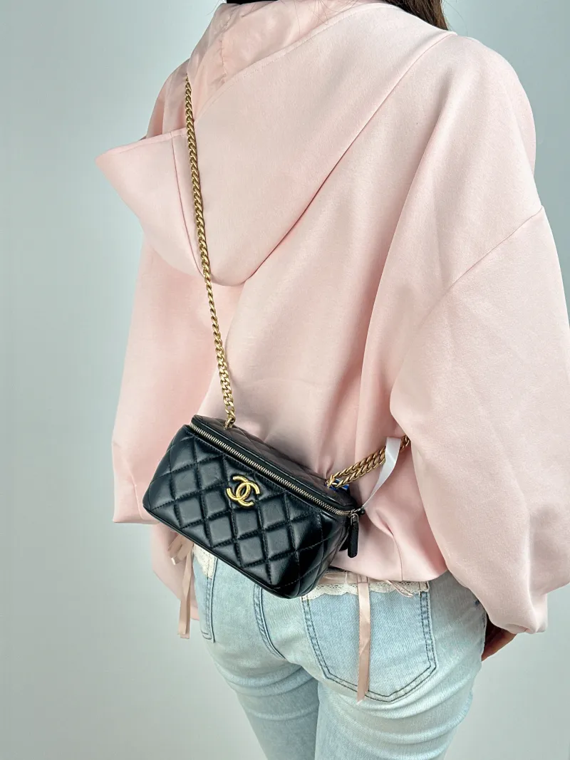 Chanel Crossbody Bag Edition Black Lambskin One Size 16 × 8 × 9.5 cm — on-model view 1 of 2