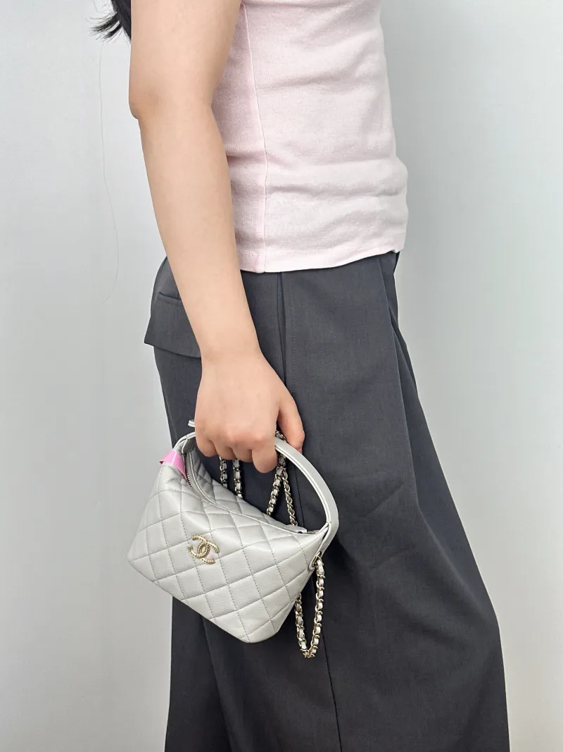 Chanel Crossbody Bag Crossbody Bag Grey Grained Calfskin One Size16 × 6 × 13 cm — on-model view 1 of 2