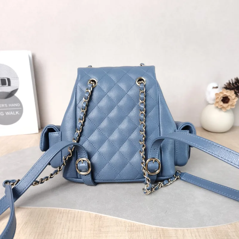 Chanel Backpack duma Blue Grained Calfskin Small 18 × 9.5 × 19 cm — cover view 3 of 5