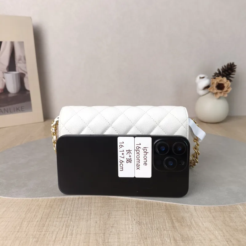 Chanel Crossbody Bag Crossbody Bag White Gold Grained Calfskin One Size 17 × 3 × 9.5 cm — cover view 5 of 5