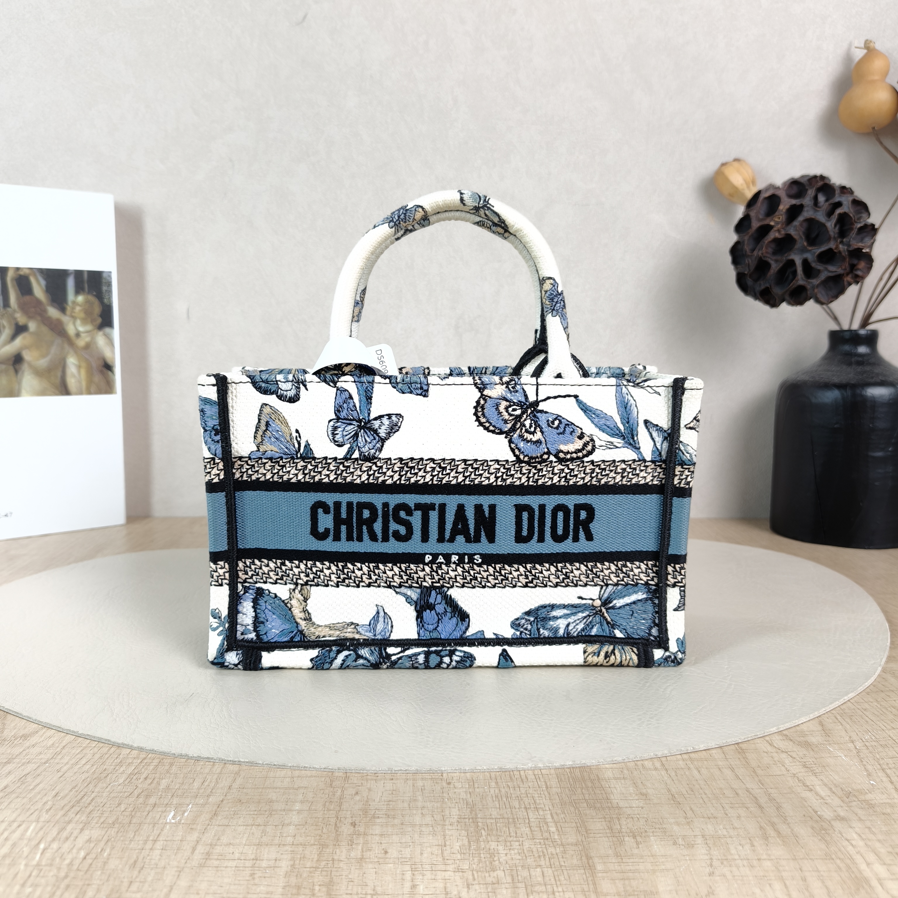 DIOR Top Handle Bag Book Tote Shoulder Strap Edition Embroidered Canvasmini21.5 × 7.5 × 13 cm