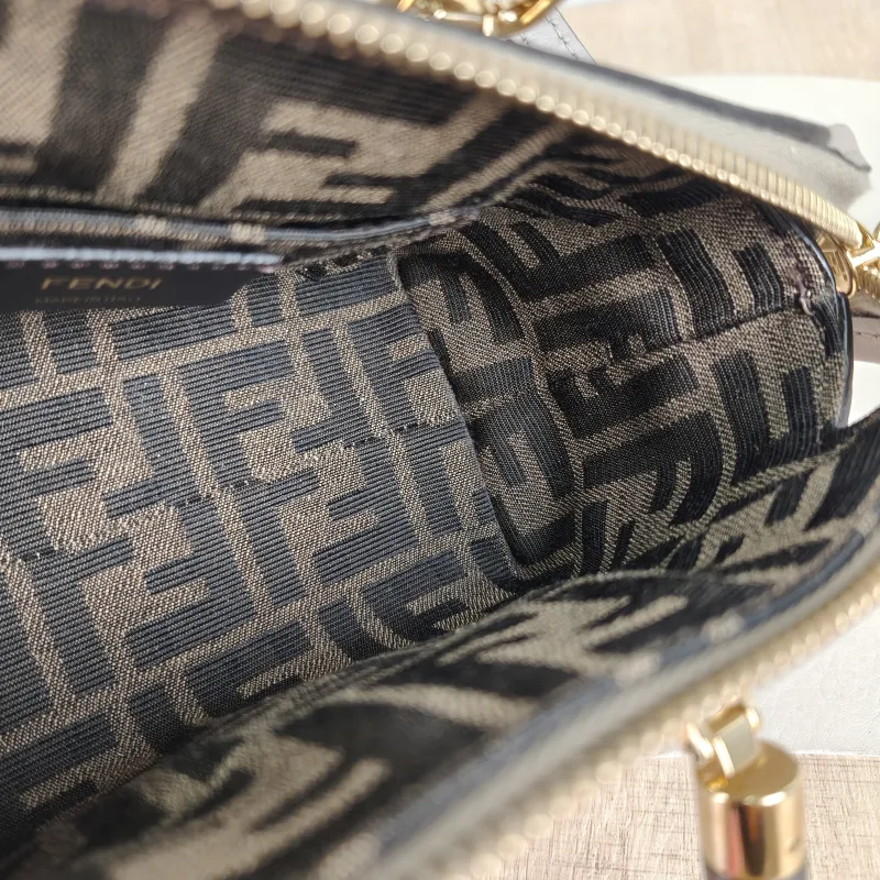 FENDI Crossbody Bag by the way Grey Calfskin Mini 20.5 × 9 × 12 cm — detail view 9 of 10