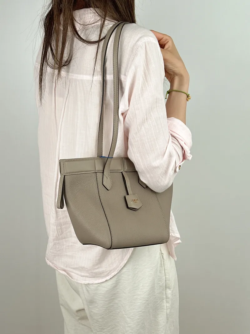 FENDI Crossbody Bagorigami Grey Calfskinmini18.5 × 15 × 15 cm — on-model view 1 of 2