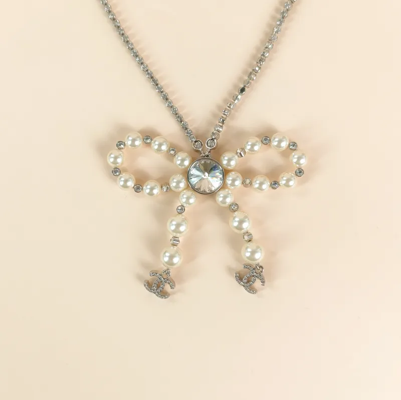 Chanel Necklace Necklace White Pearl One Size 49cm