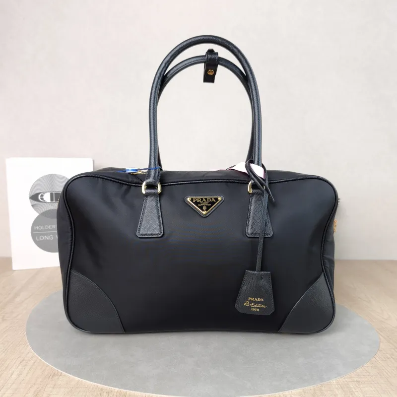 PRADA Top Handle Bag Black Nylon One Size 35 × 9 × 21 cm
