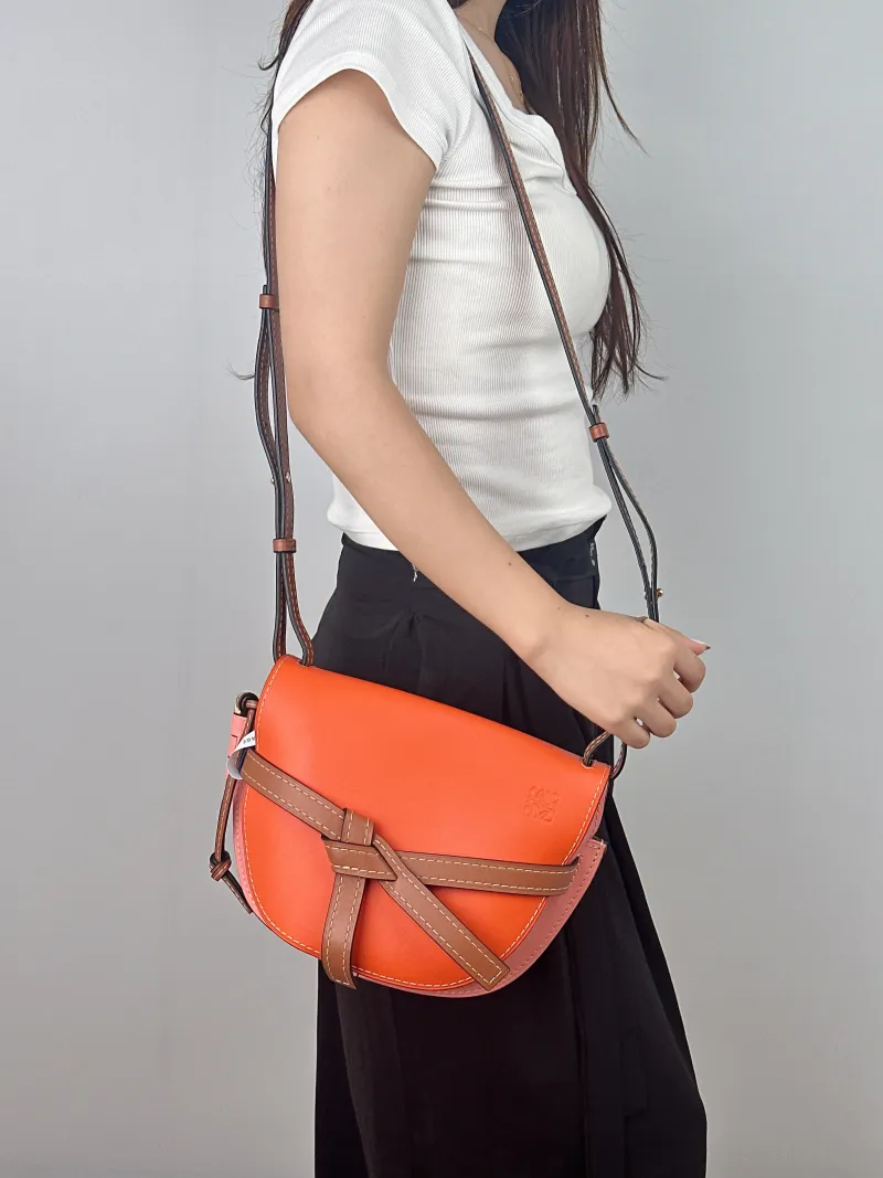 LOEWE Crossbody Bag Gate Colorblock Calfskin Medium 25 × 11.5 × 19 cm — on-model view 2 of 2