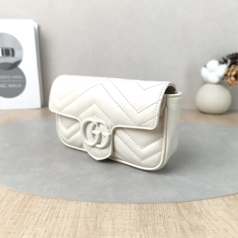 GUCCI Shoulder Bag GG Marmont Mini Marmont Mini g White Calfskin Mini 16.5 × 4.5 × 9.5 cm — cover view 6 of 6