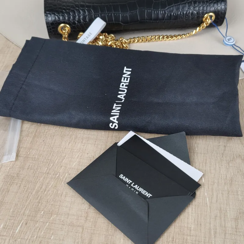 SAINT LAURENT Crossbody Bag KATE Edition Black Calfskin Medium 24 × 5.5 × 14.5 cm — detail view 1 of 12