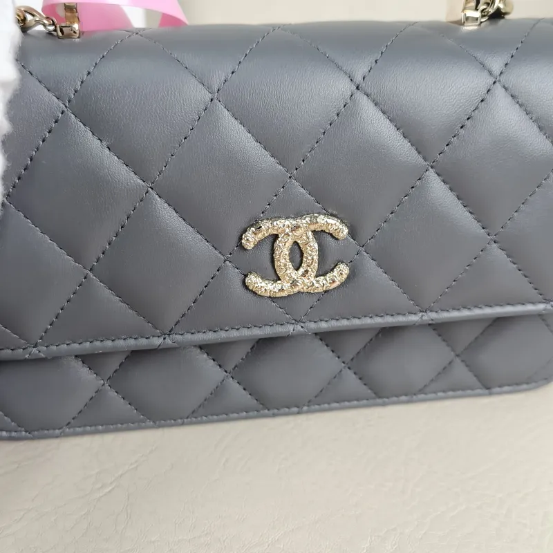 Chanel Crossbody Bag woc Dark Grey Lambskin Mini 17 × 4 × 10 cm — detail view 11 of 12