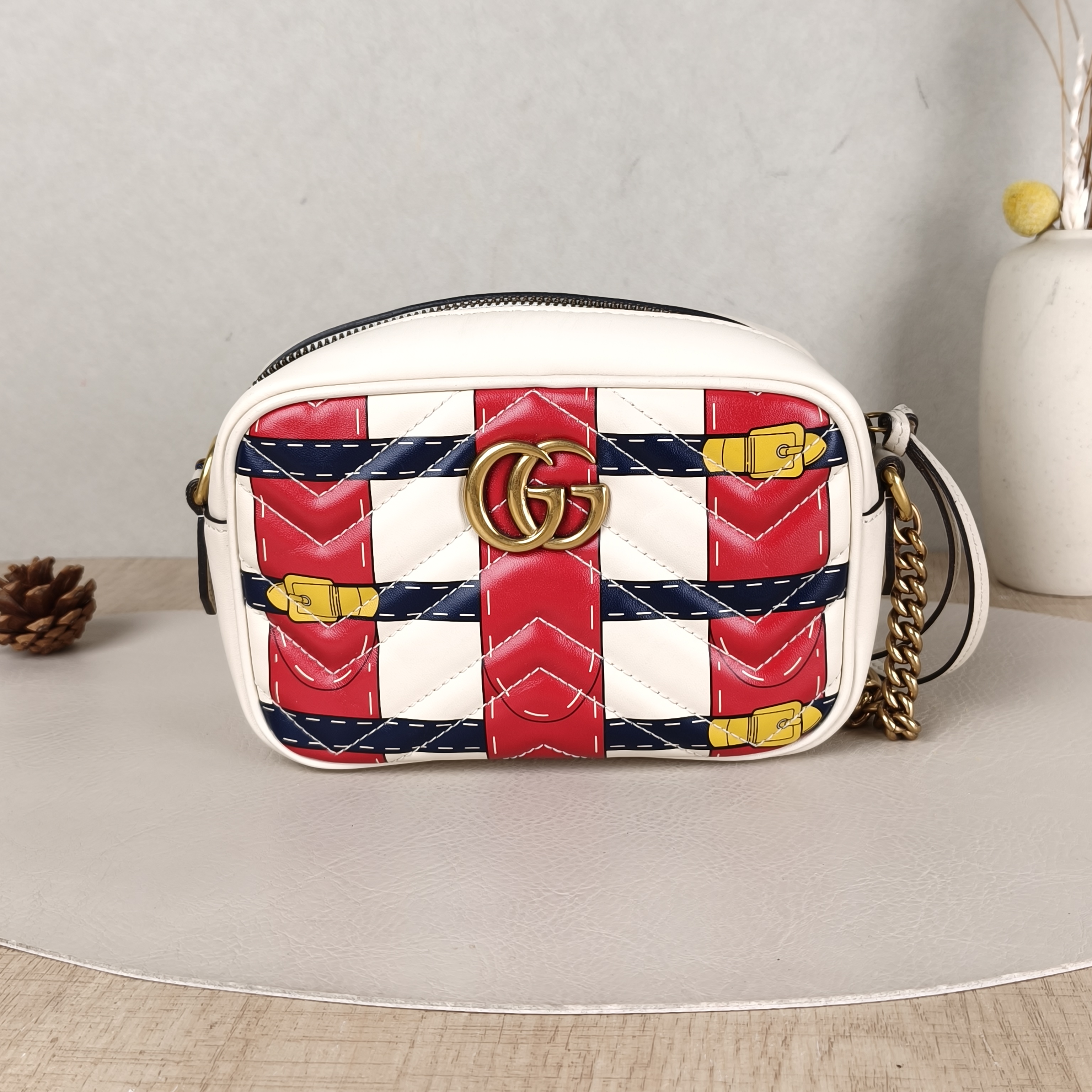 GUCCI Crossbody Bag Camera Bag Colorblock Calfskin18 × 6 × 12 cm