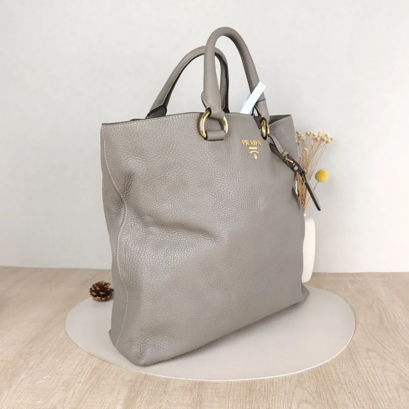 PRADA Top Handle Bag Tote Bag Grey Calfskin One Size36 × 11 × 35 cm — cover view 4 of 5