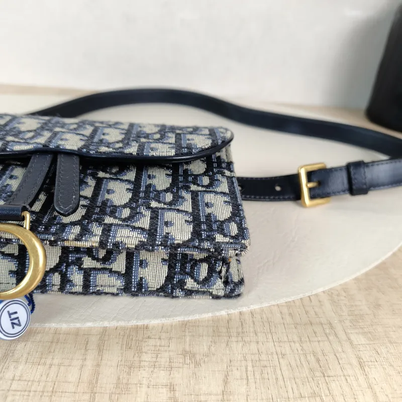 DIOR Belt Bag Saddle Belt Bag Blue Canvas One Size 17 × 3.5 × 10.5 cm — detail view 10 of 11