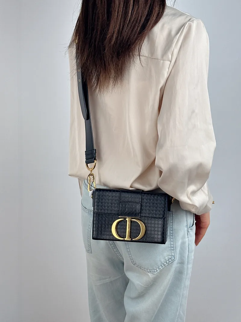 DIOR Crossbody Bag 30Montaigne 30 Box Box Black Calfskin Mini 17.5 × 5 × 11.5 cm — on-model view 2 of 2