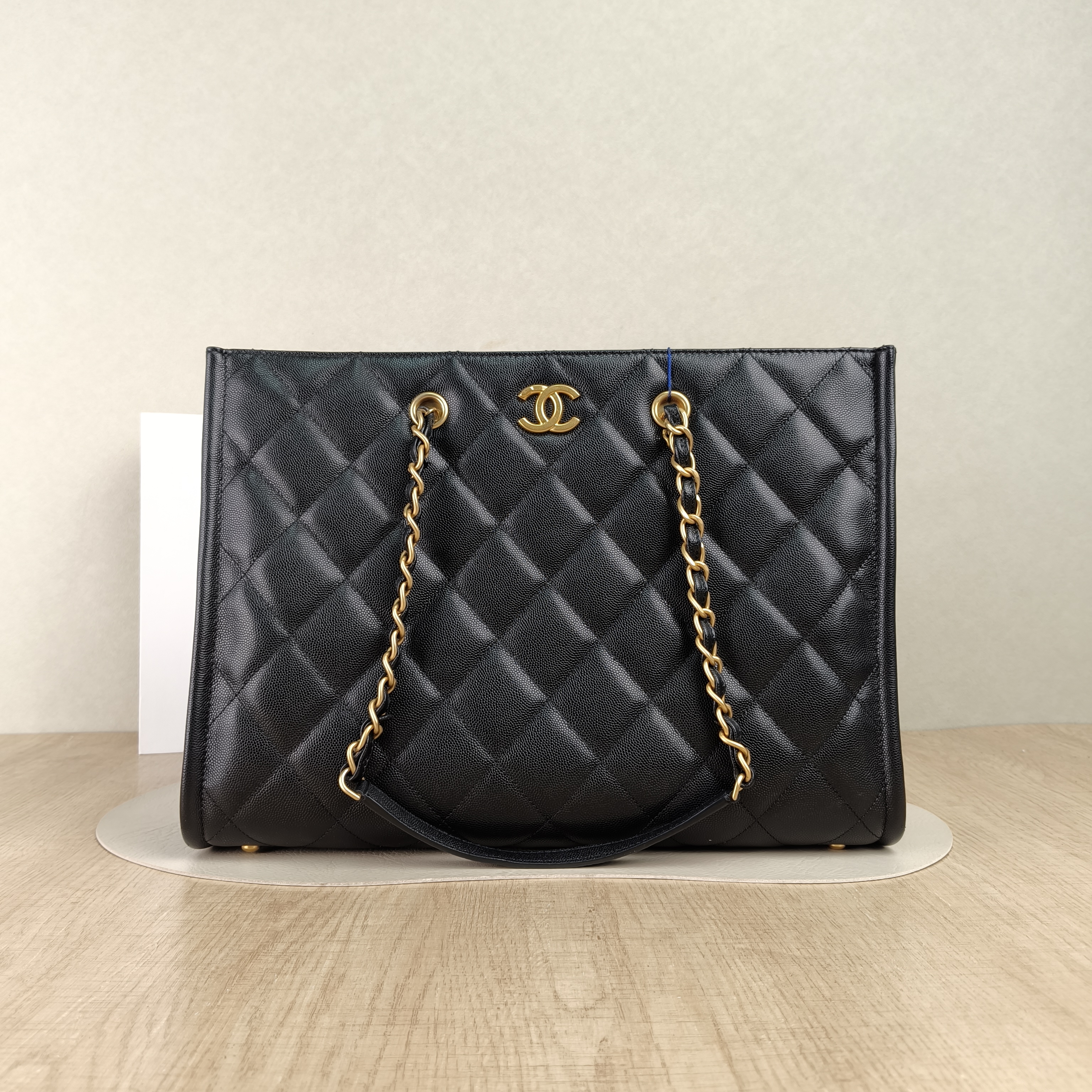 Chanel Shoulder Bag tote Black Grained Calfskin One Size37 × 10 × 27 cm