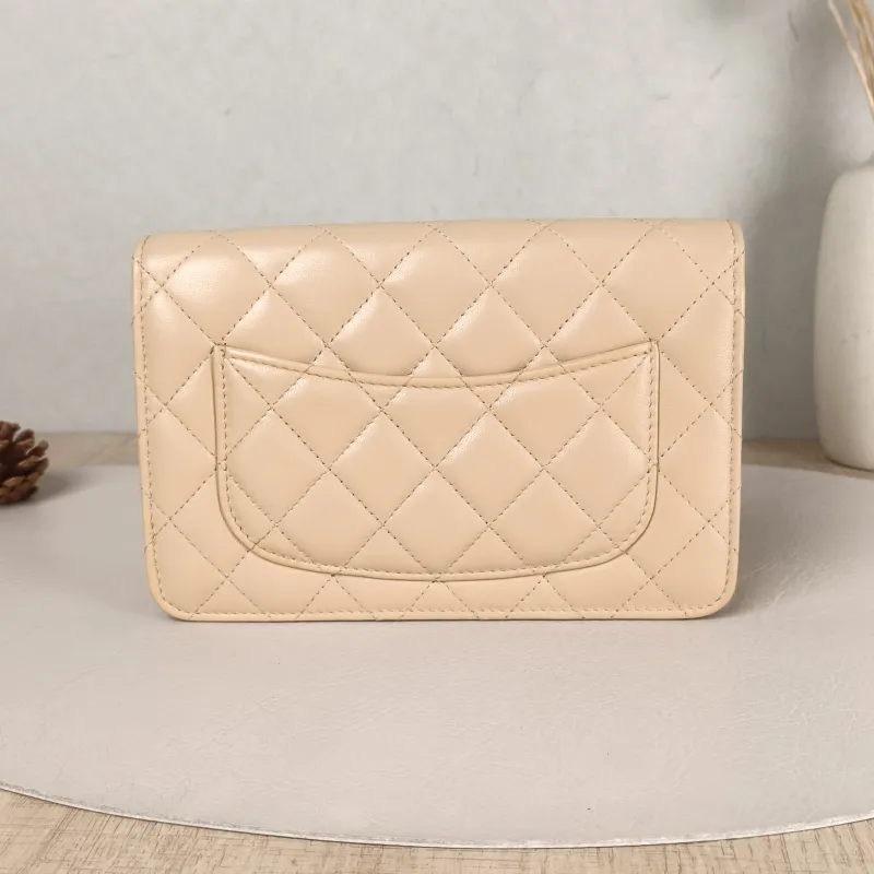 Chanel Crossbody Bag CF WOC Taupe Lambskin Mini 19.2 × 3.5 × 12.3 cm — cover view 5 of 5