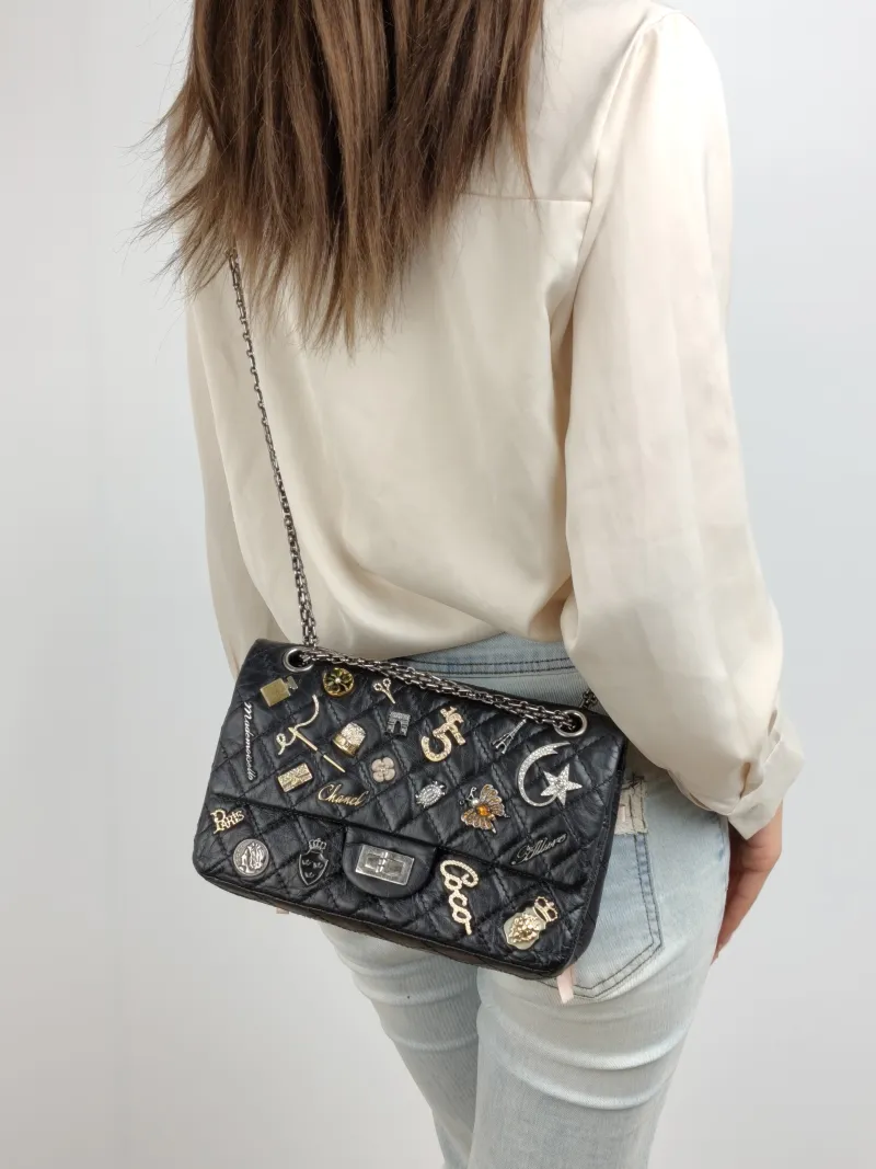 Chanel Crossbody Bag 2.55 Black Calfskin Small 24 × 7.5 × 16 cm 20 — on-model view 1 of 2