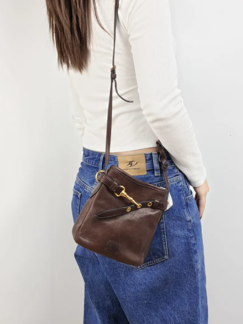 Miumiu Crossbody Bag Aventure Bucket Bag Lambskin Mini 17 × 4.5 × 19 cm — on-model view 2 of 2