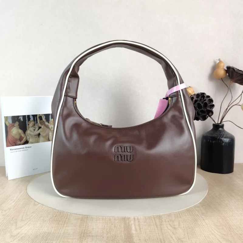 Miumiu Shoulder Bag Wander Collectionhobo Shoulder Bag Calfskin One Size 35 × 10 × 20 cm