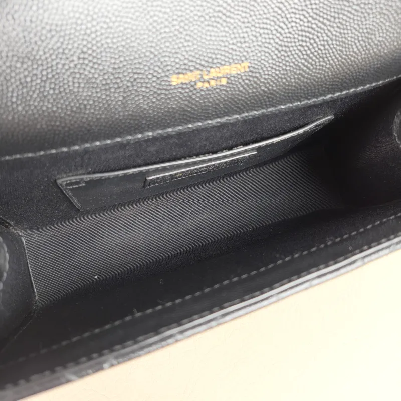 SAINT LAURENT Crossbody Bag ENVELOPE Black Grained Calfskin Small 21 × 6 × 13 cm — detail view 2 of 12