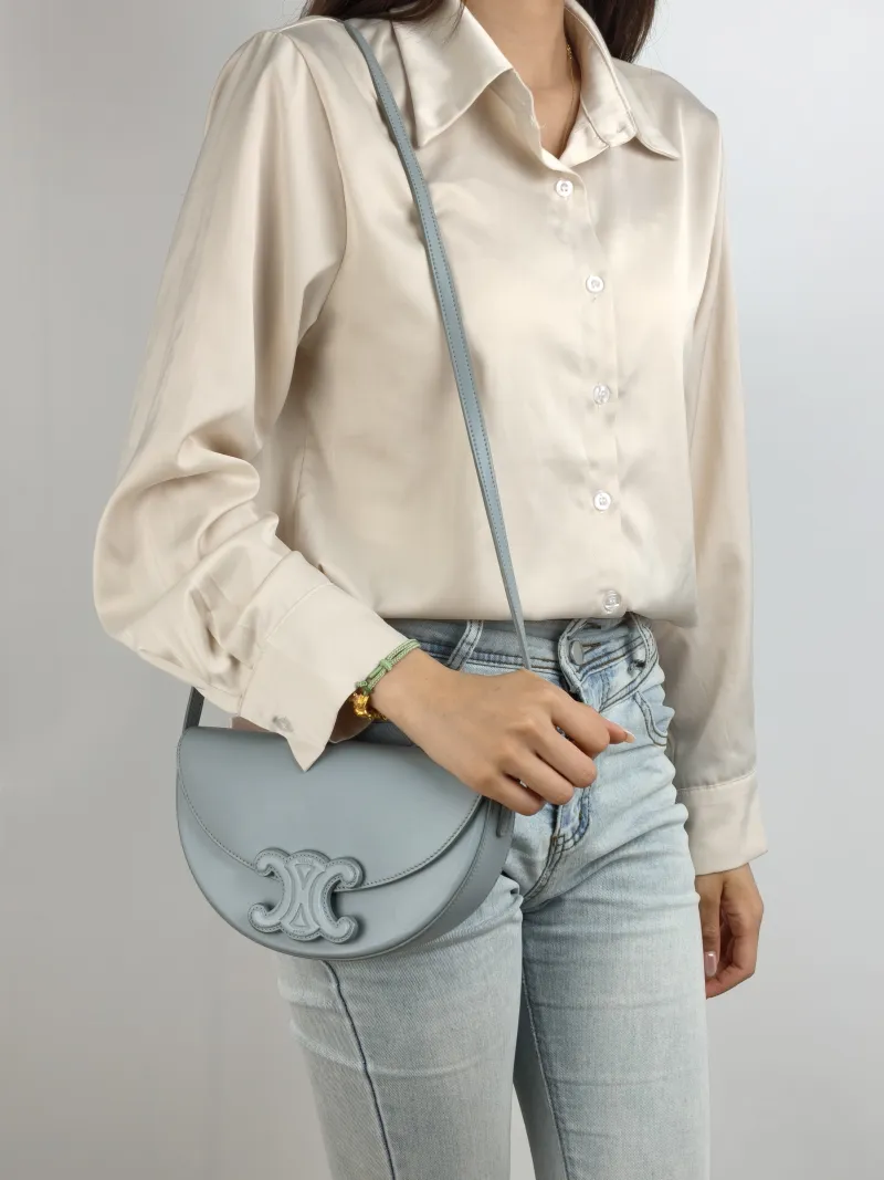 CELINE Crossbody Bag Crossbody Bag Blue Calfskin 22 × 6 × 13 cm — on-model view 2 of 2