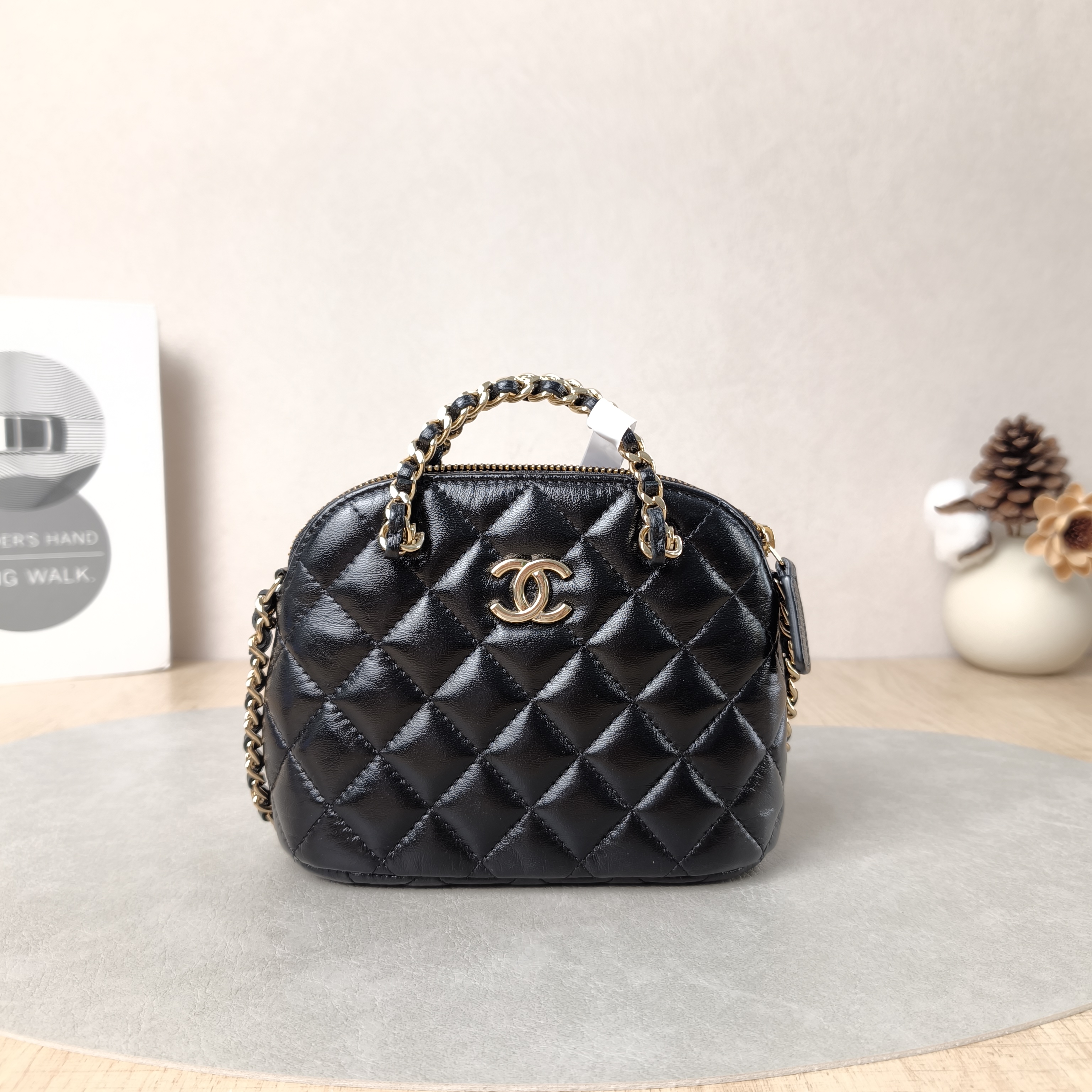 Chanel Crossbody Bag24b Dome Bag Crossbody Bag Black Lambskin One Size15.5 × 5 × 12 cm