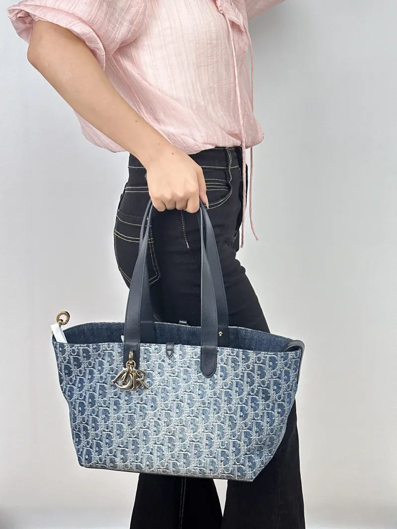 DIOR Top Handle Bag TOUJOURS Blue Medium28.5 × 17 × 21.5 cm — on-model view 2 of 2