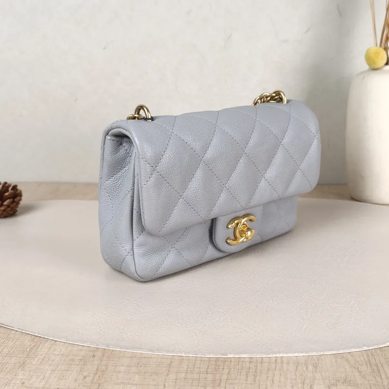 Chanel Crossbody Bag Classic Flap Large Mini CF Mini Grey Grained Calfskin mini20 × 6 × 12 cm — cover view 3 of 5