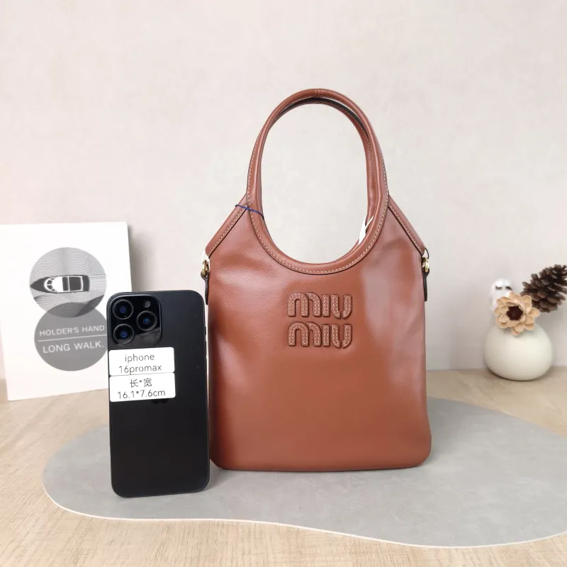 Miumiu Shoulder Bag IVY Tote Shopping Tote Caramel Calfskin Mini 20*24 — cover view 6 of 6