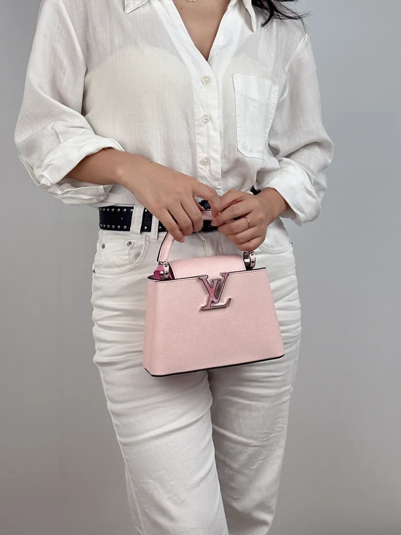 Louis Vuitton Shoulder Bag Capucines Pink Mini 21 × 8 × 14 cm — on-model view 2 of 2