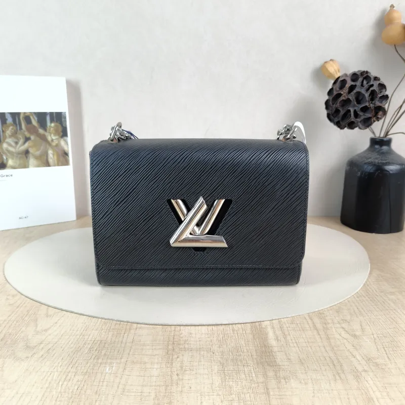 Louis Vuitton Crossbody Bag Twist Black Epi Embossed Calfskin Medium 23 × 9.5 × 17 cm