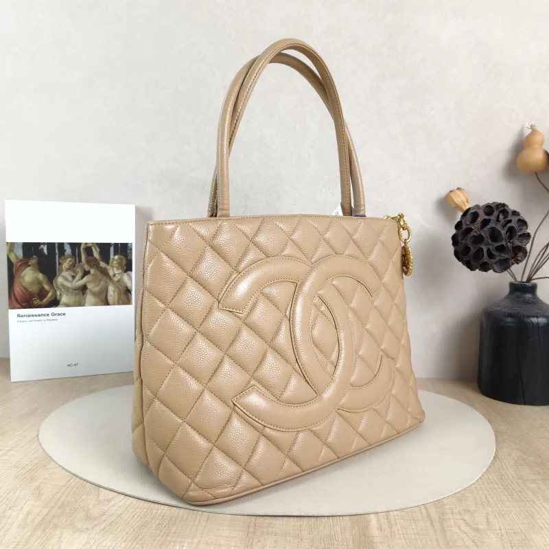 Chanel Top Handle Bag Medallion Taupe Grained Calfskin Large 30 × 15 × 24 cm 7 — cover view 6 of 6