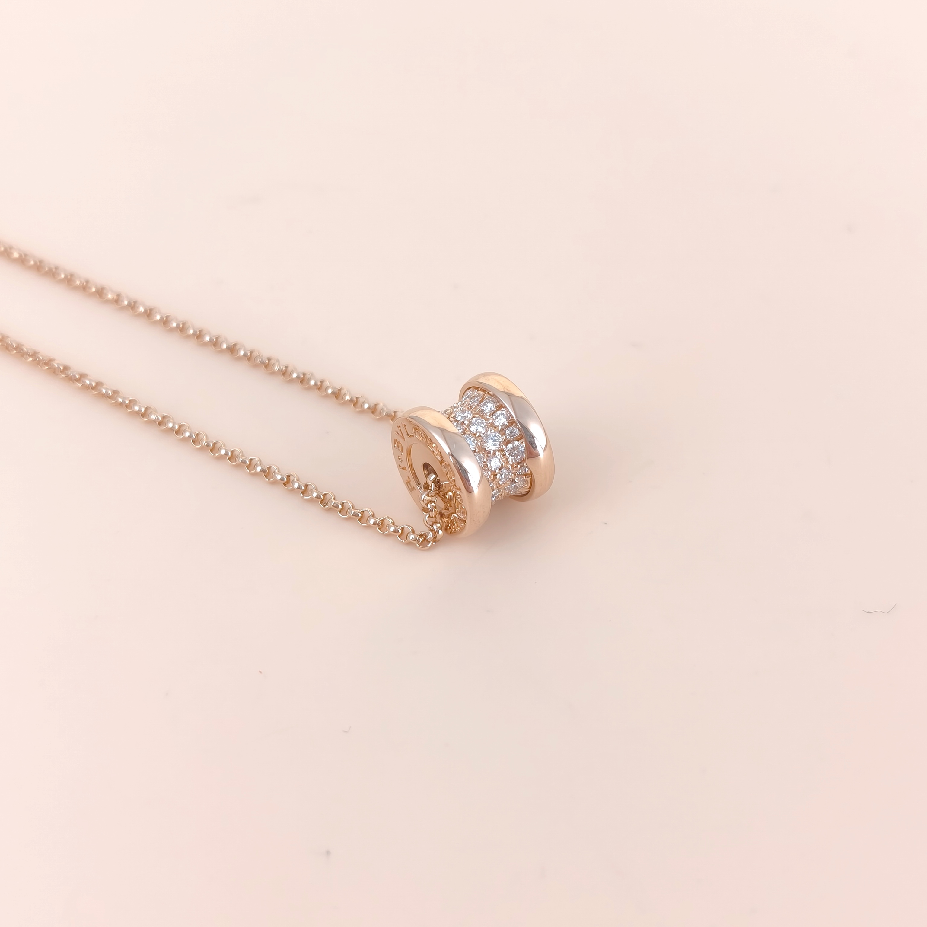 Bvlgari Necklace B.zero1 Pavé Diamond Rose Gold Diamond18KR ose Goldmini43cm — cover view 4 of 9