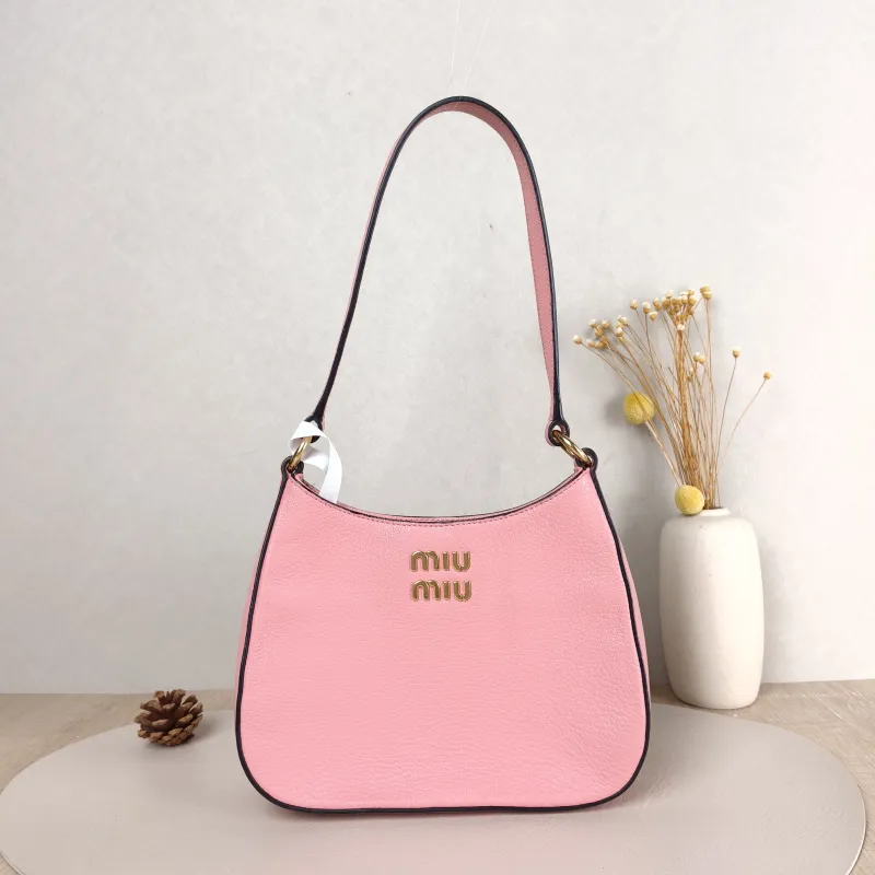 Miumiu Shoulder Bag Shoulder Bag Pink Calfskin 22 × 5 × 17 cm
