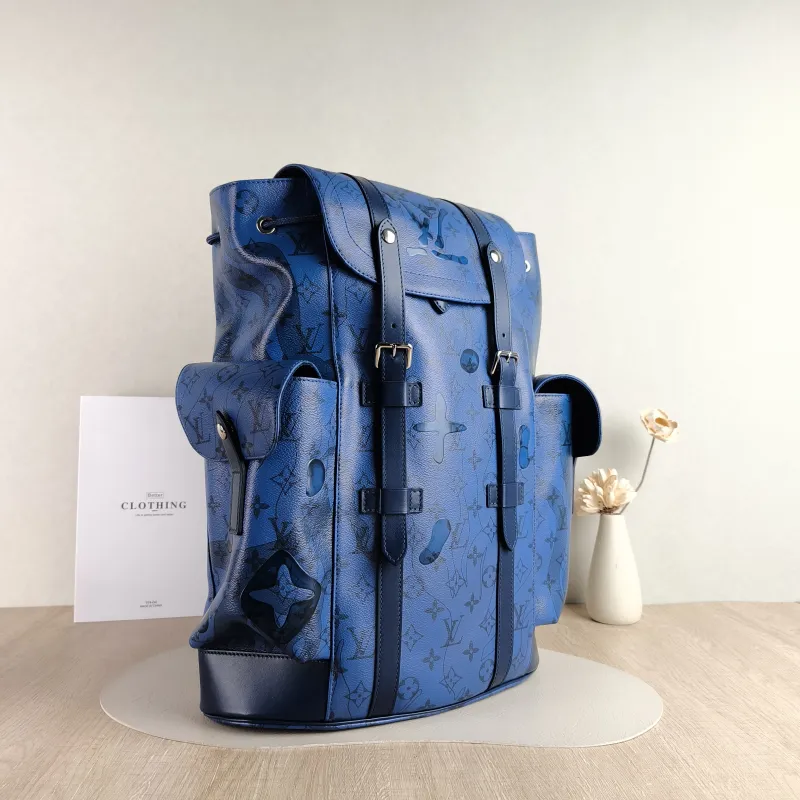 Louis Vuitton Backpack Christophe Backpack Blue PVC 33 × 12 × 44 cm — cover view 4 of 4