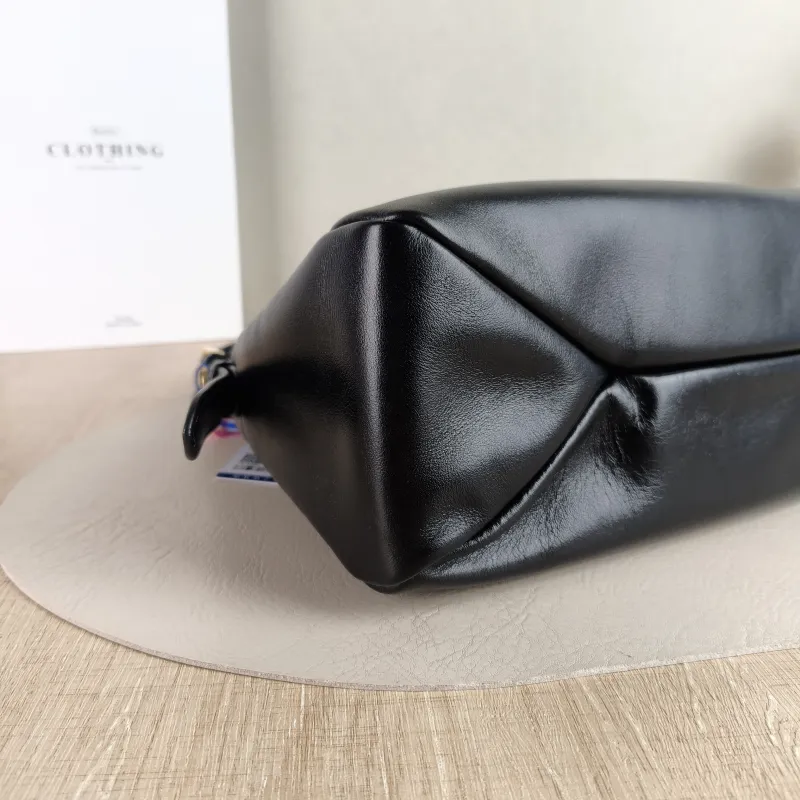 PRADA Shoulder Bag Aimée Black Calfskin 30 × 10 × 22 cm — detail view 6 of 11