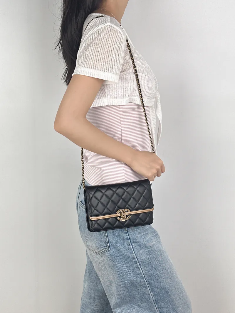 Chanel Crossbody Bag Classic Flap WOC CF WOCWOC Bag Black Lambskinmini19.2 × 3.5 × 12.3 cm — on-model view 2 of 2