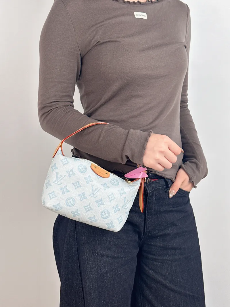 Louis Vuitton Shoulder Bag Pochette Hills Blue PVC One Size 18.5 × 6.5 × 11 cm — on-model view 2 of 2