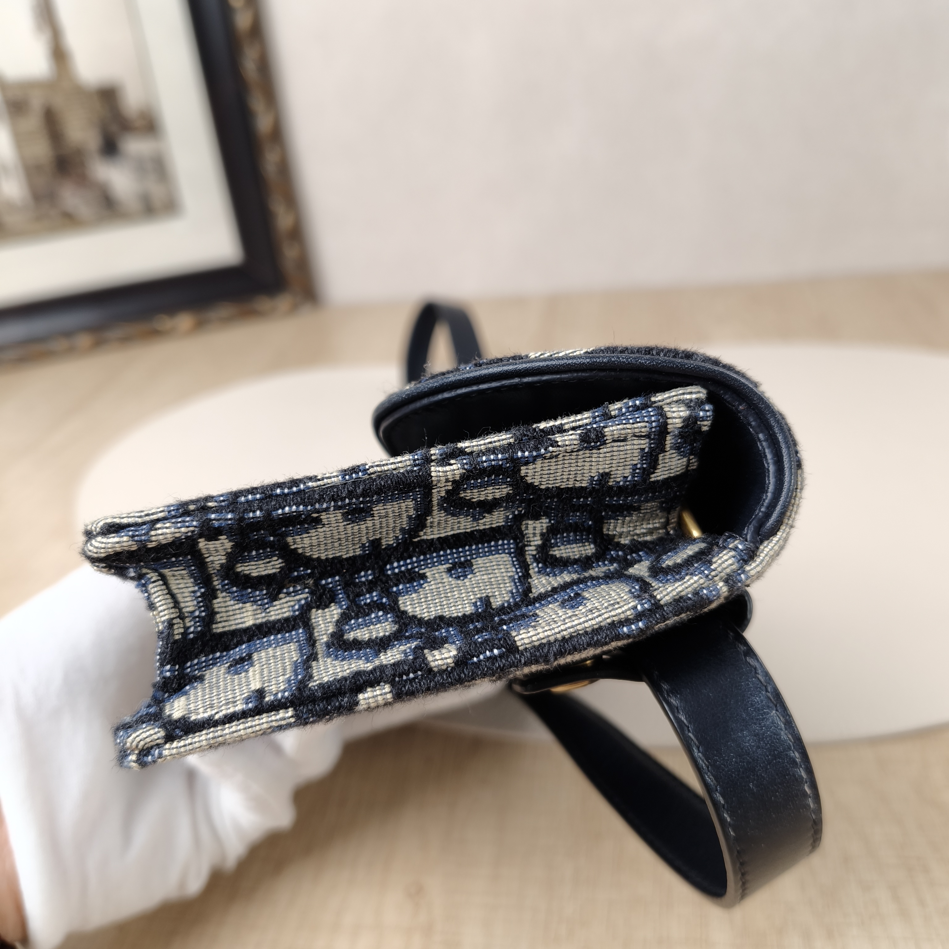 DIOR Belt Bag Saddle Belt Bag Blue Canvas One Size17 × 3.5 × 10.5 cm — cover view 10 of 12