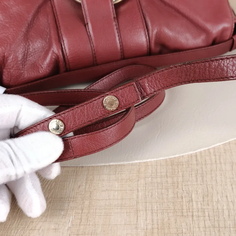 Bvlgari Top Handle Bag Vintage Crossbody Bag Burgundy Calfskin One Size30 × 6 × 17 cm — detail view 13 of 13