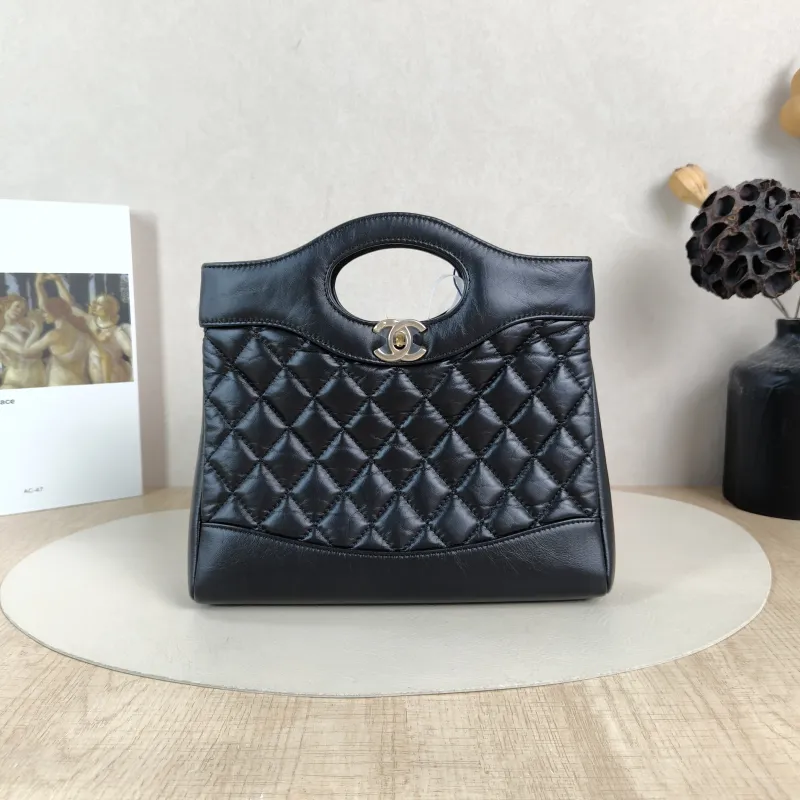 Chanel Crossbody Bag 31Bag Black Calfskin Mini 23 × 5.5 × 22 cm