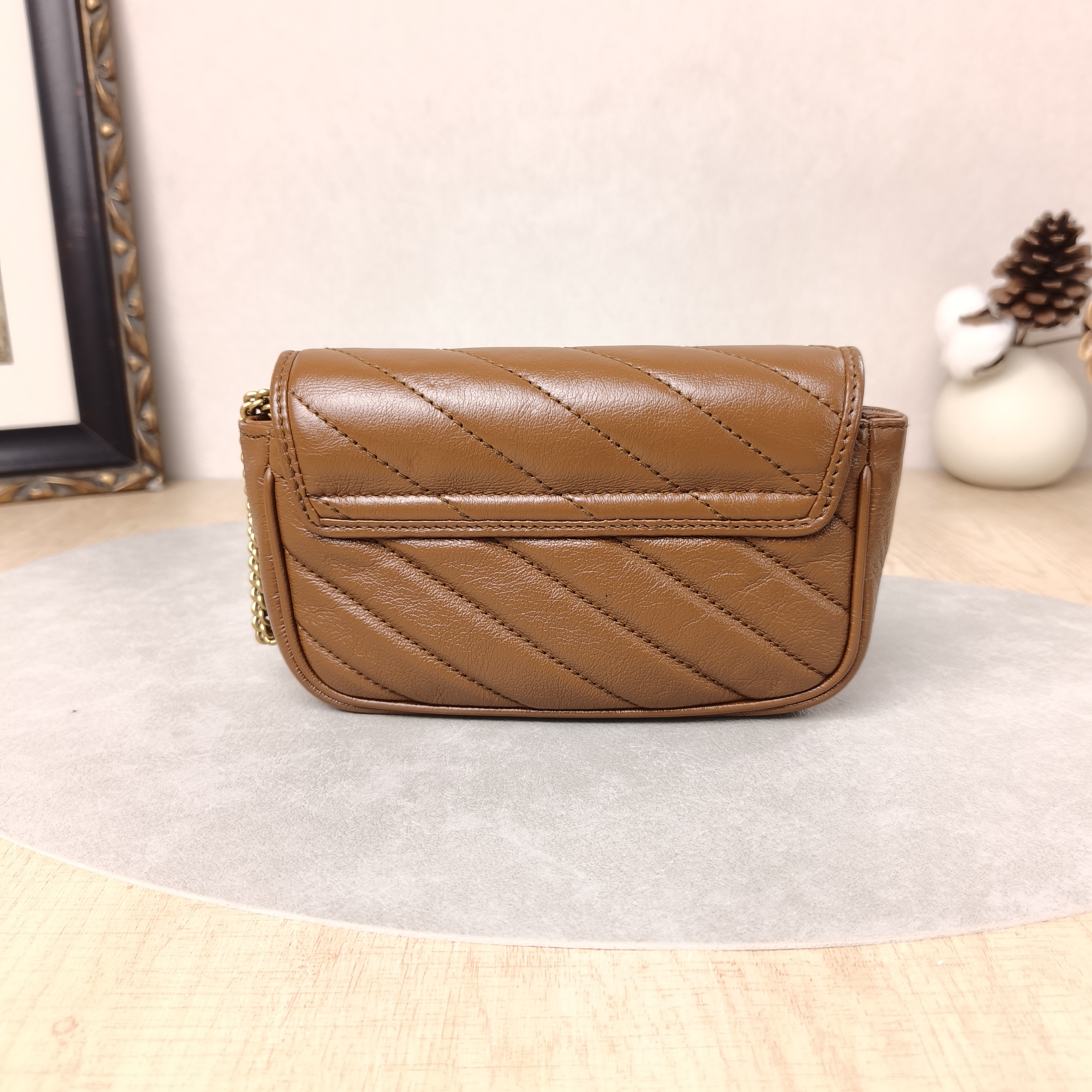 GUCCI Crossbody Bag GG Marmont Mini Marmont Mini Caramel Calfskin16.5 × 4.5 × 9.5 cm — cover view 2 of 5