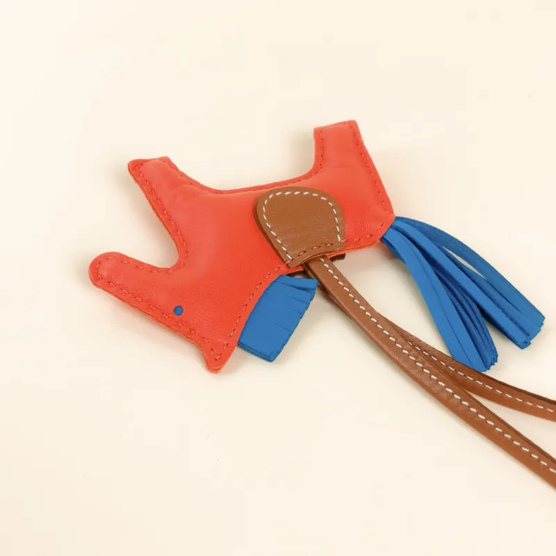 Hermès Charm Charm Red · Blue Lambskin Small — cover view 3 of 7