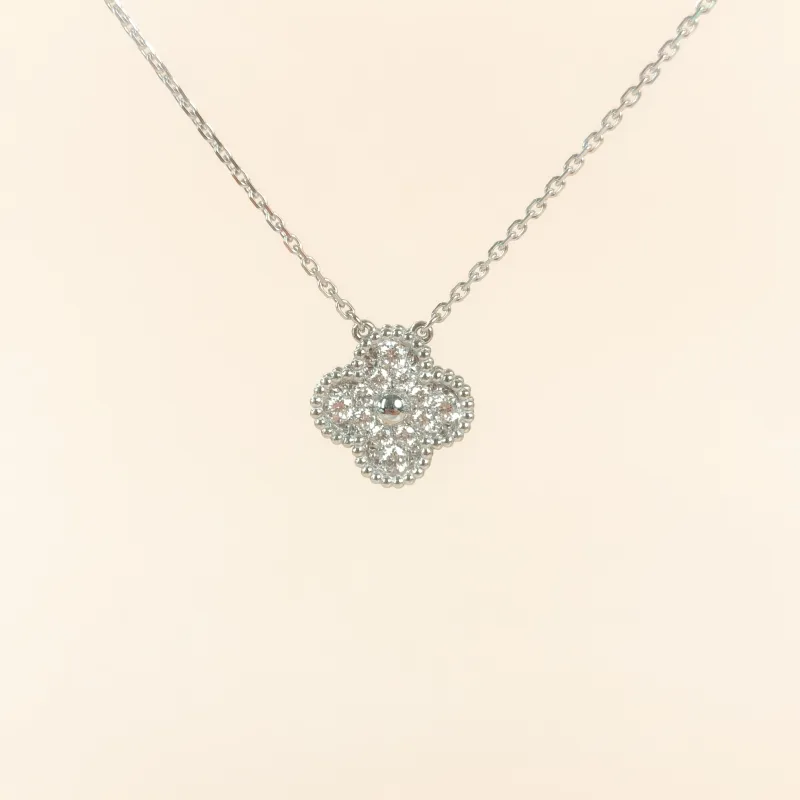 Van Cleef & Arpels Necklace Alhambra White Gold18KW hite Gold Diamond Vintage Small41.5cm